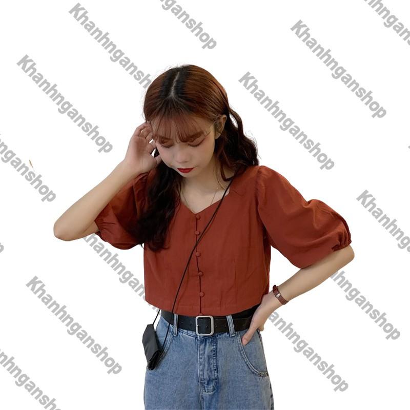 Áo croptop áo kiểu cổ v xinh đẹp