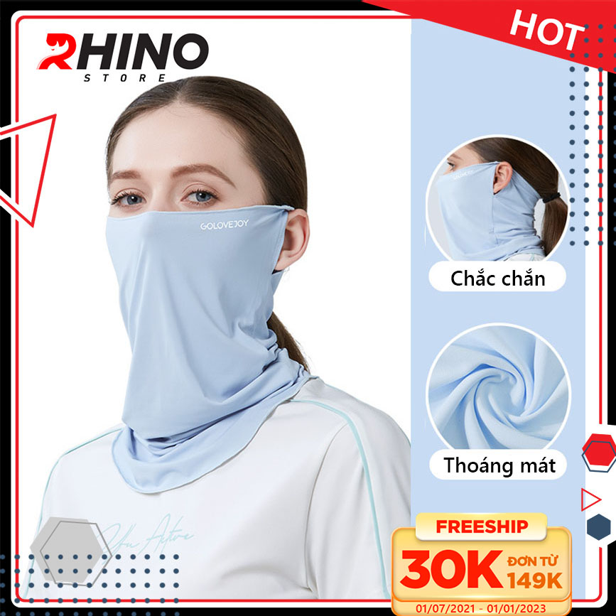 Hình ảnh Khẩu trang băng lụa chống nắng cao cấp Rhino S202, khẩu trang nam nữ, chống tia UV, chống bụi, UPF50+, Hàng chính hãng