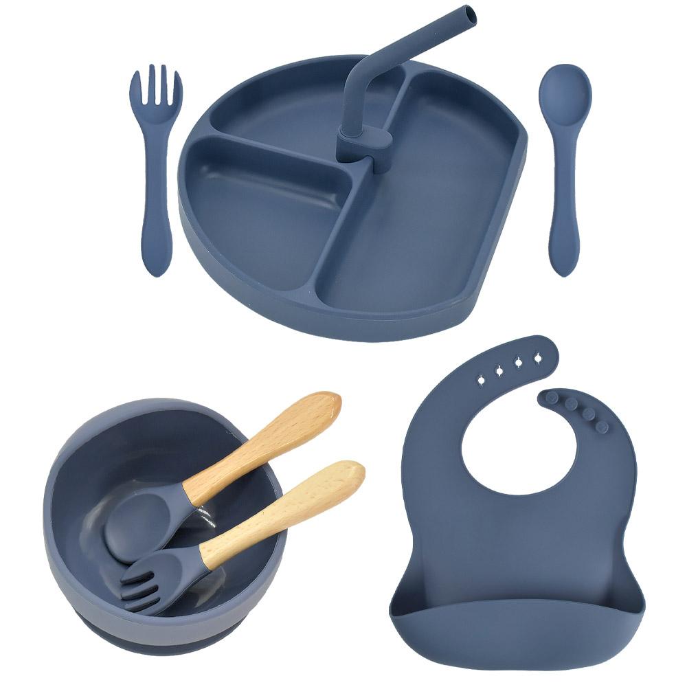 8 Cái/bộ Silicone Cho Bé Ăn Đĩa Có Mút Không Chứa BPA Cho Bé Bộ Đồ Ăn Nhà Bếp Trẻ Em Đào Tạo Món Ăn Tấm Bát