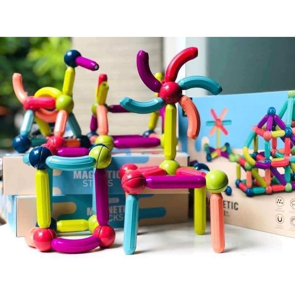 Bộ Đồ Chơi Xếp Hình Que Nam Châm Từ Tính Cho Bé