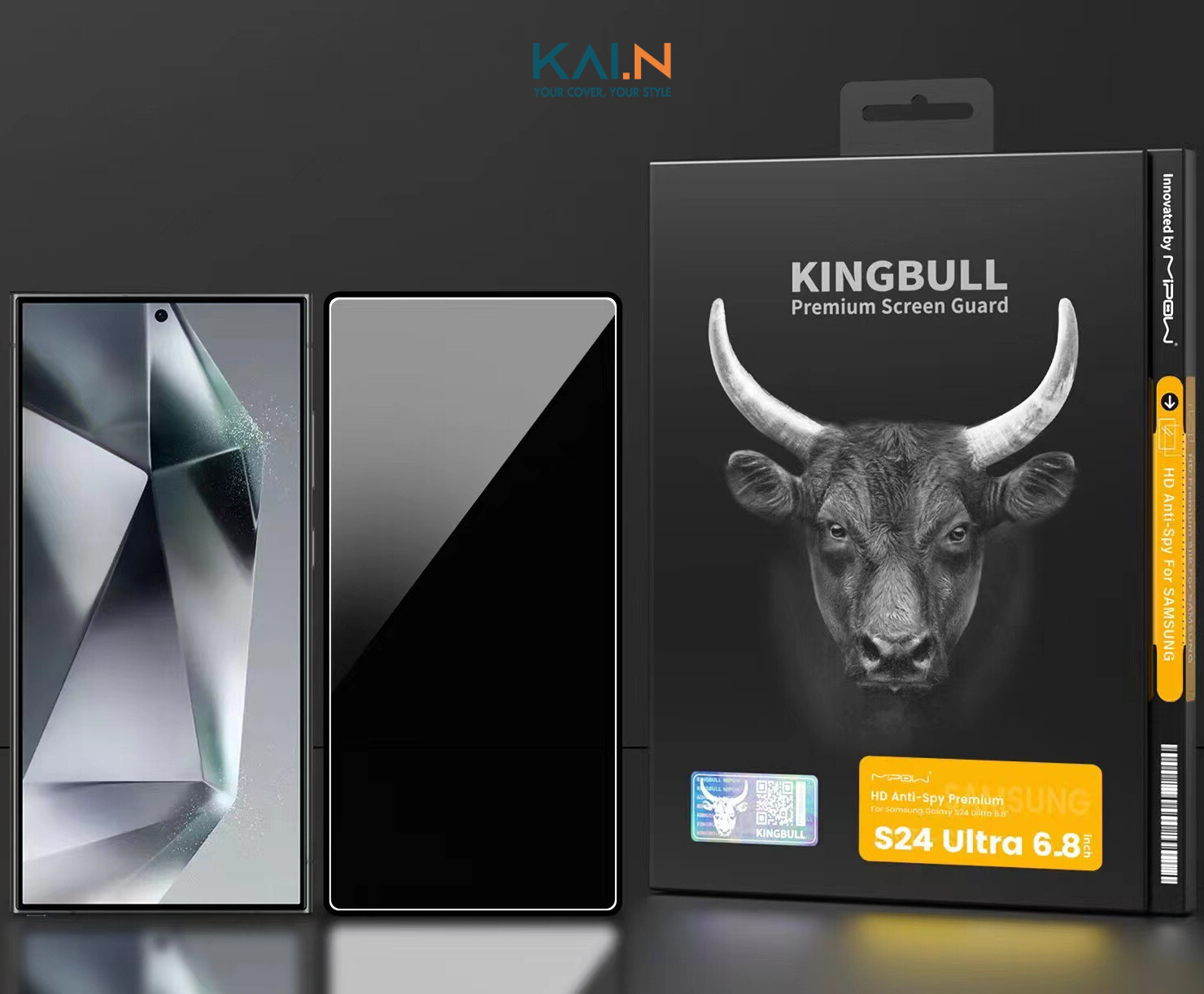 Cường Lực Chống Nhìn Trộm Dành Cho Samsung Galaxy S24 Ultra Mipow Kingbull Anti-Spy_ Hàng chính hãng