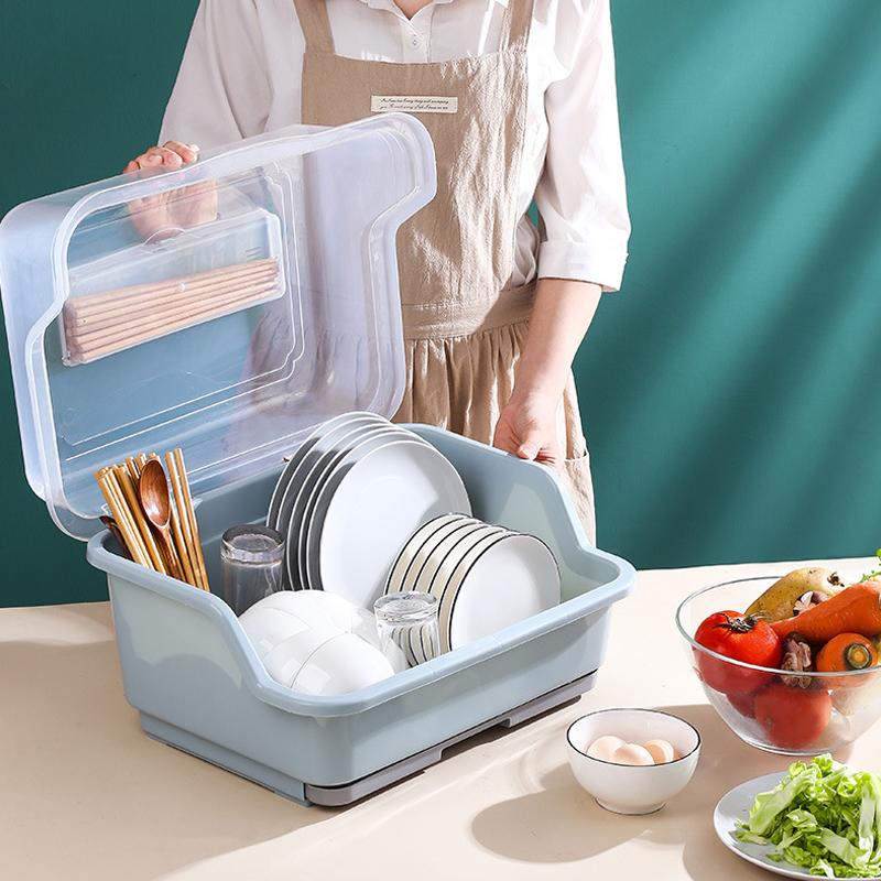 Nhà Bếp Món Ăn Phơi Bộ Đồ Ăn Lưu Trữ Giá Đỡ Có Nắp Điện Bát Di Động Đồ Ăn Tiện Dụng Nhà Tổ Chức Nhà Tổ Chức