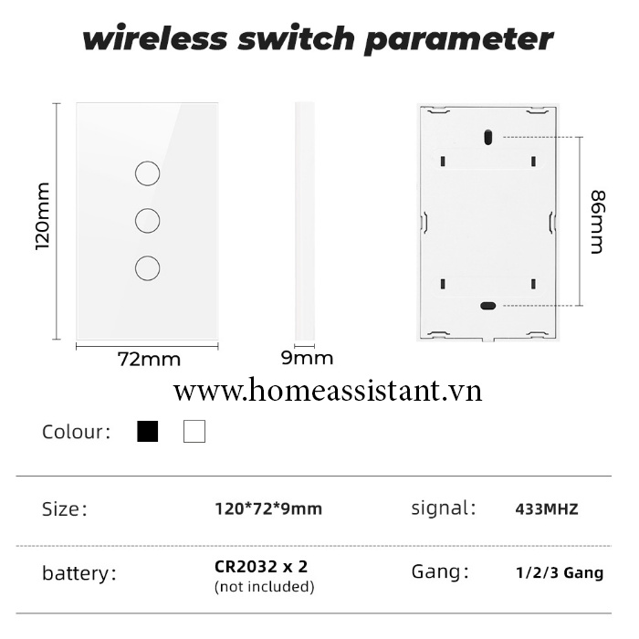 Nút Bấm Cảm Ứng Phát Sóng RF 433Mhz Điều Khiển Từ Xa Chữ Nhật RFX02 (Remote)