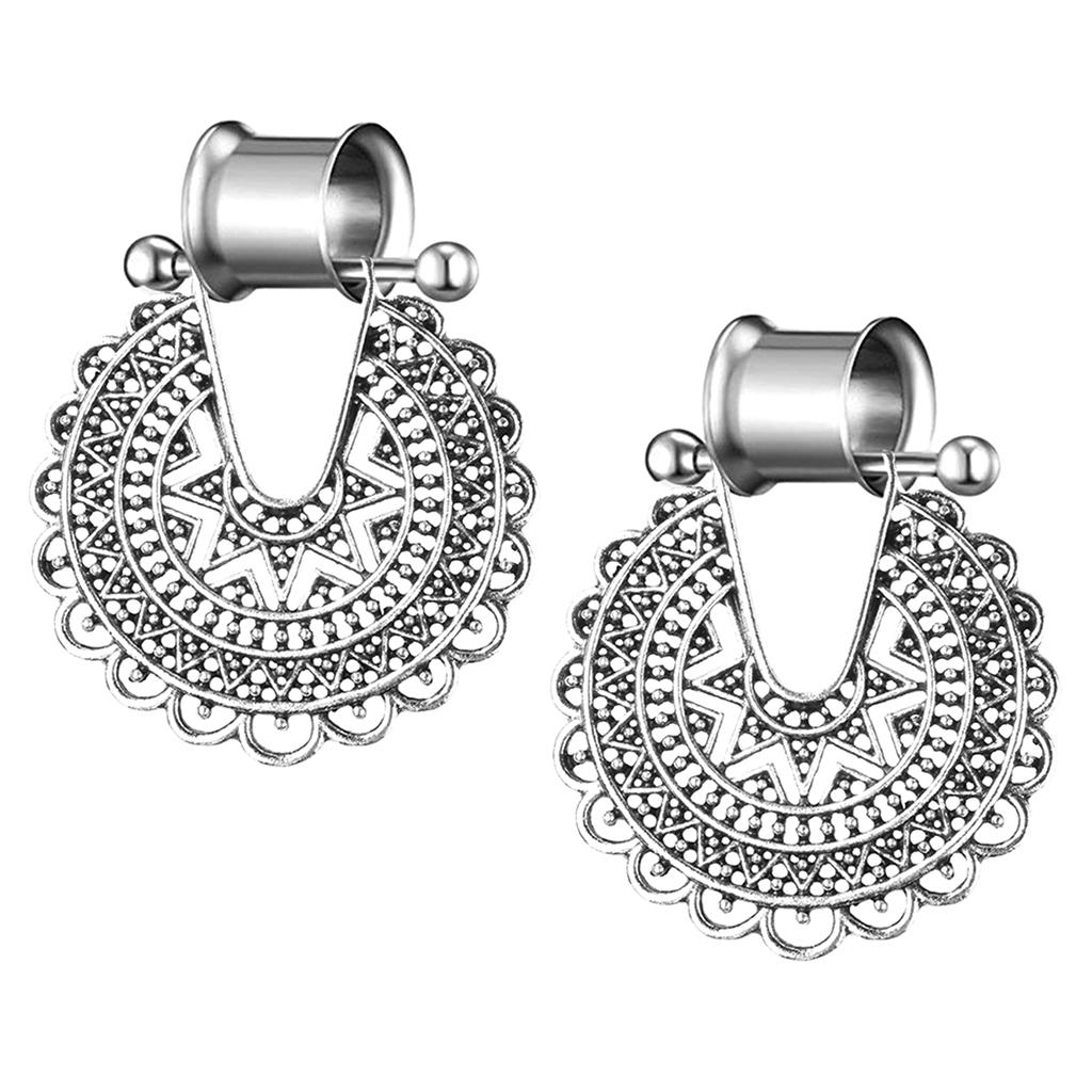 Boho Hollow Flower Stainless Steel Dangle Ear Plugs