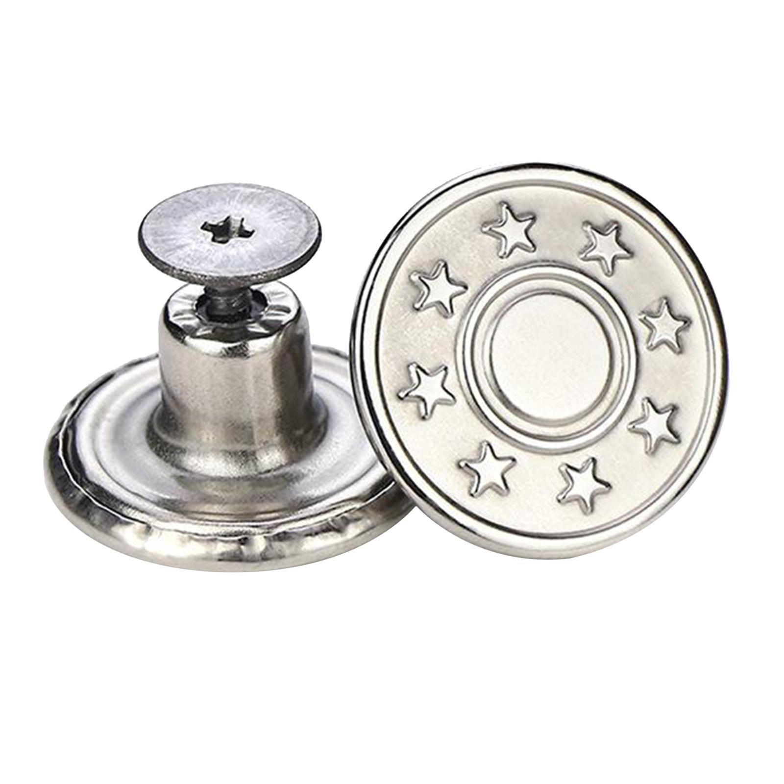 2x12x 17mm Jeans Buttons Repair Studs for Jean Pant Replace Silver Little Star