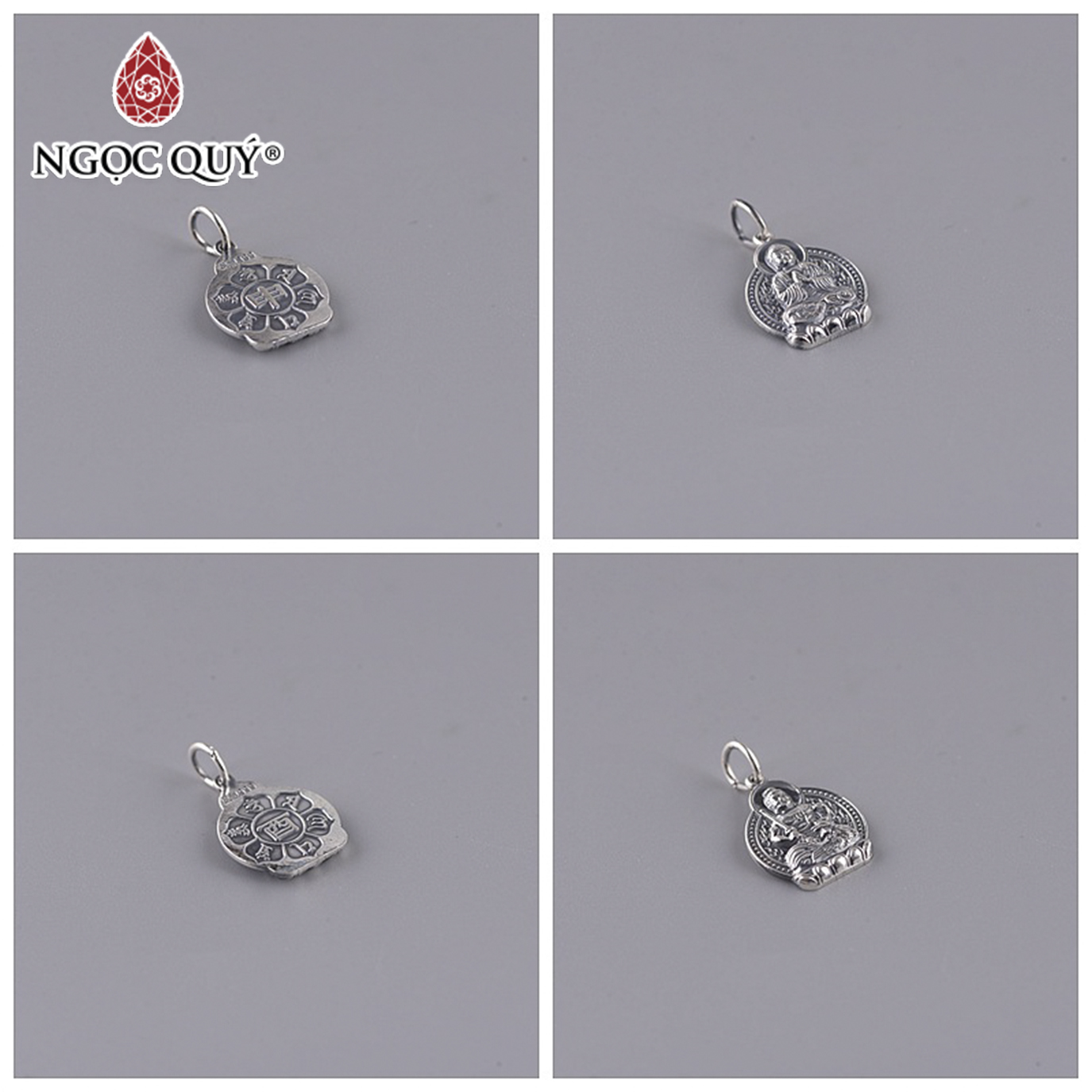 Mặt dây chuyền phật bản mệnh bạc 999 - tặng dây đeo vải dù - Ngọc Quý Gemstones