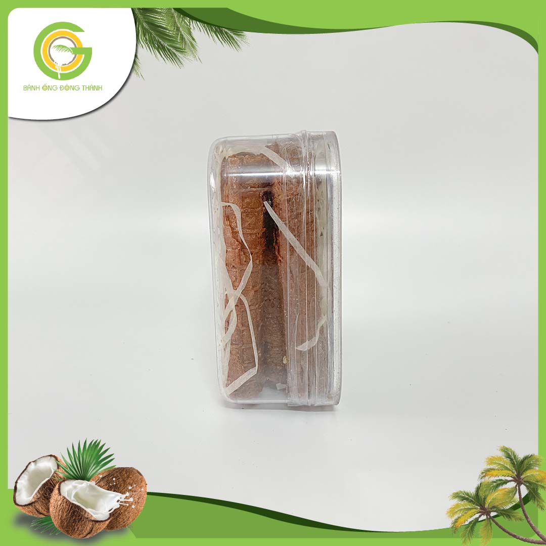 Bánh ống Đông Thành thơm ngon hộp vuông - Bánh ống xứ dừa - Đặc sản Bến Tre hộp vuông (100gr)