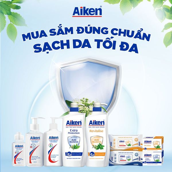 Sữa Tắm Sạch Khuẩn Aiken Chiết Xuất Trà Xanh Thiên Nhiên 350g