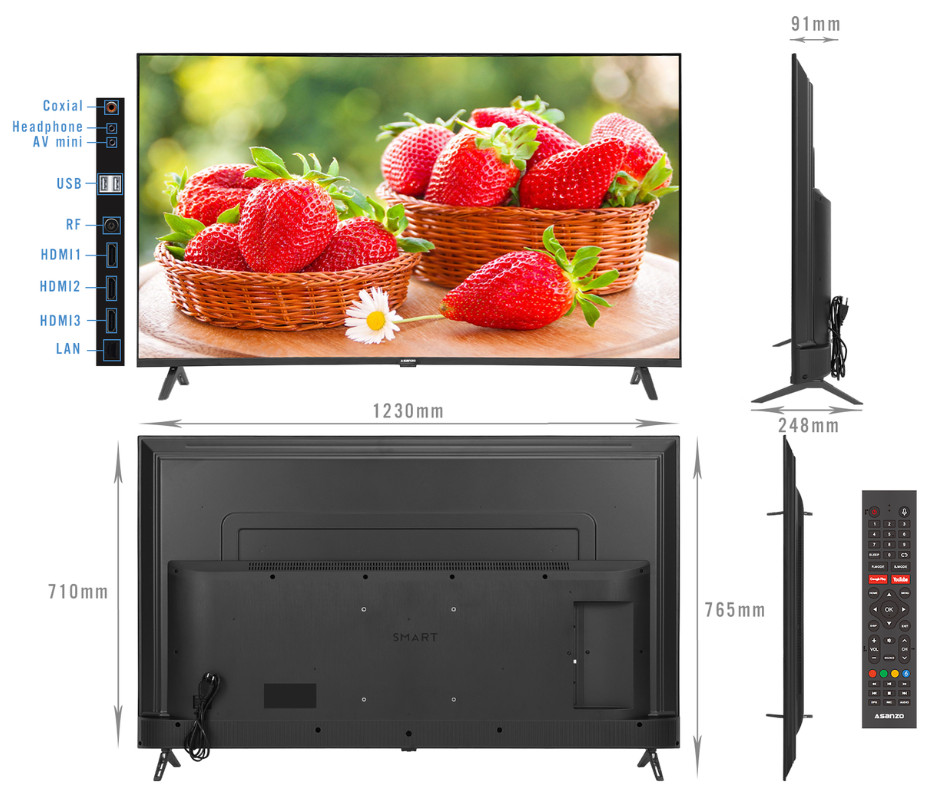 SMART TV ASANZO 4K 55 INCH 55U73 - Hàng chính hãng - Chỉ giao HCM