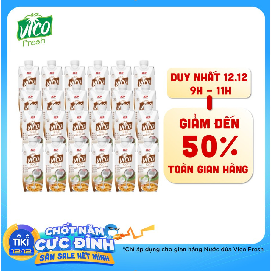 THÙNG 24 HỘP NƯỚC CỐT DỪA BÉO NGẬY VICO RICH 330ml