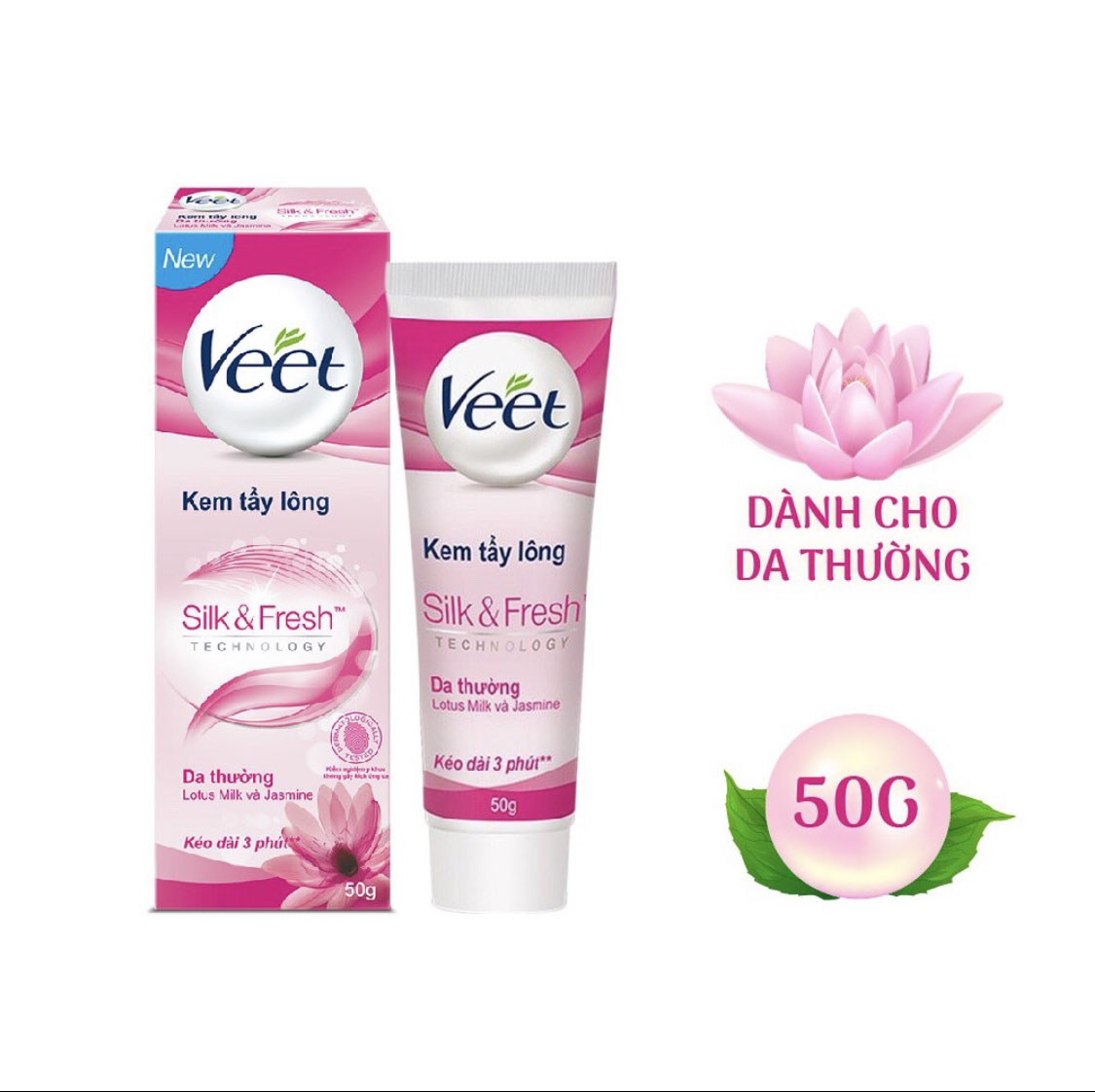 Kem Tẩy Lông Dành Cho Da Thường VEET Silk &amp; Fresh Normal Tuýp 50g - Giao Ngẫu Nhiên