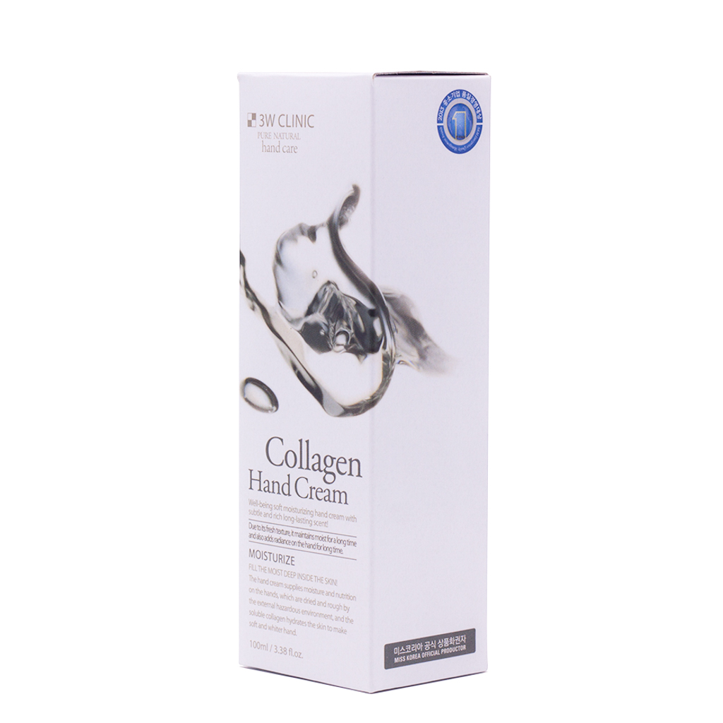 Kem dưỡng da tay Collagen Hàn Quốc cao cấp 3W Clinic Collagen Hand Cream (100ml) + Bông bọt biển massage mặt Hàn Quốc Mira Culous – Hàng Chính hãng – Hàng Chính Hãng