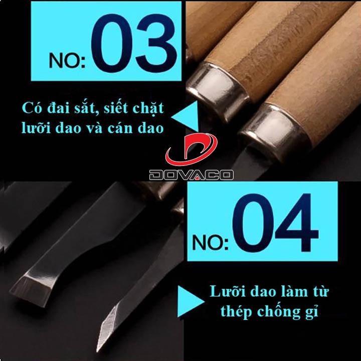 Bộ dao khắc, đục, tiện gỗ 12 mũi