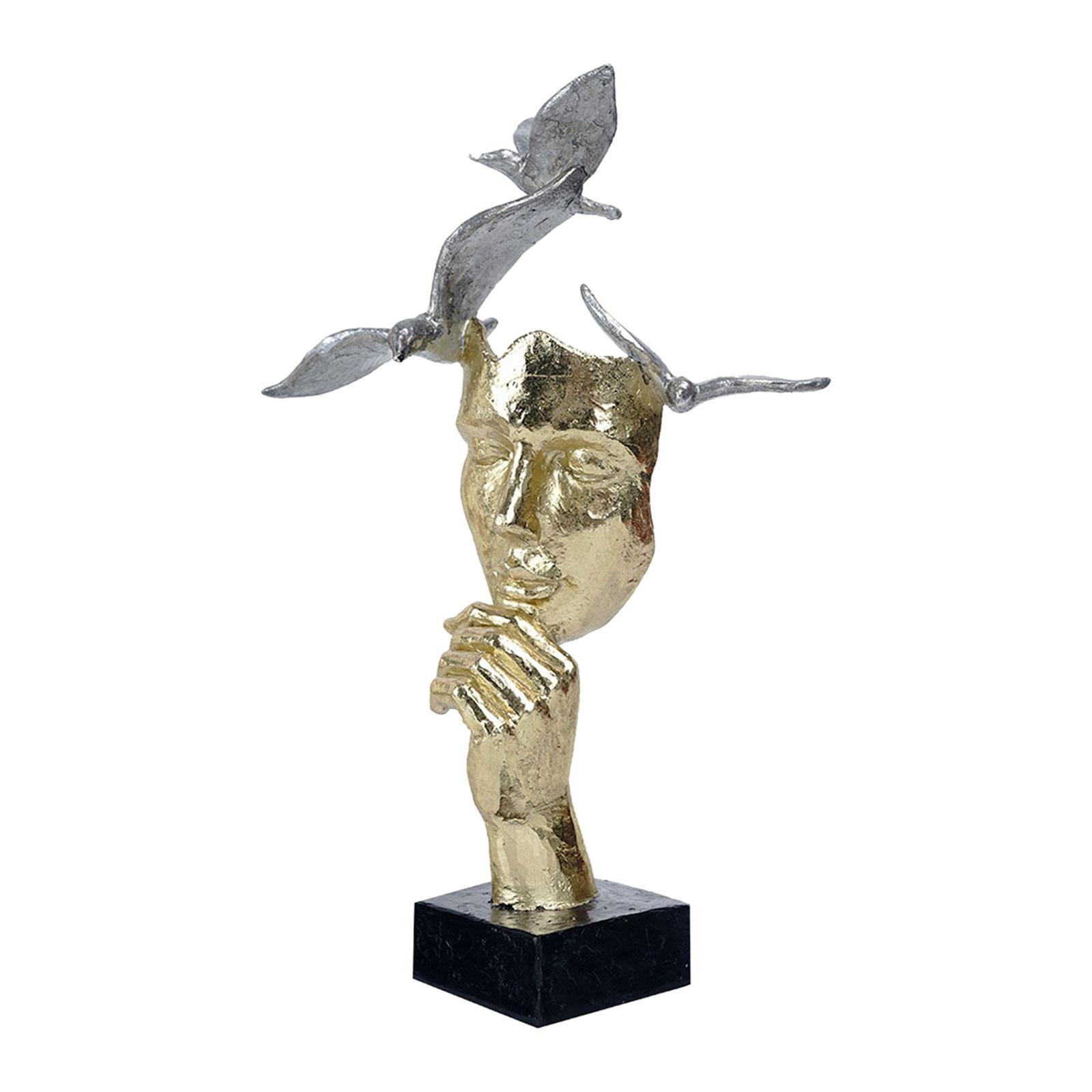 Modern Thinker Statue Half Face Figurine Artworks Decor Abstract for Table