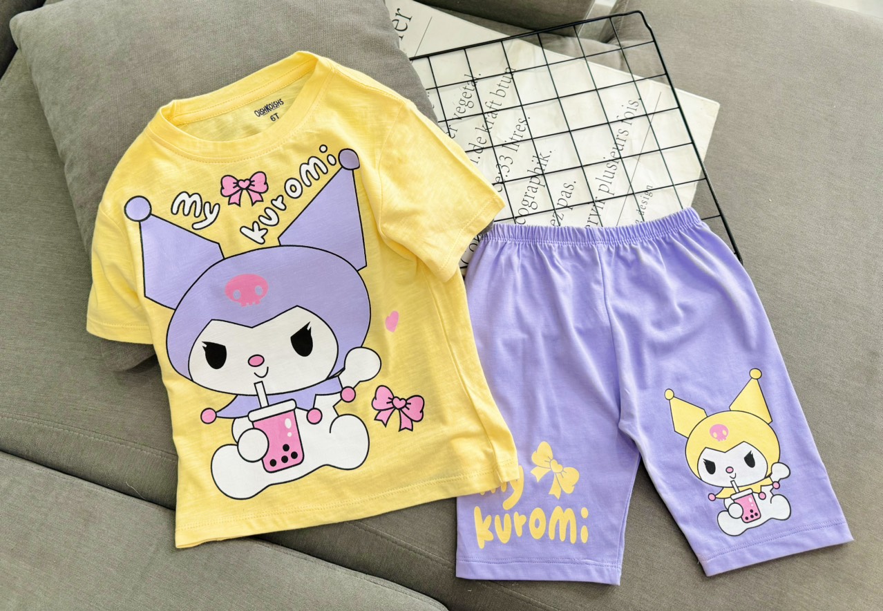 Đồ bộ bé gái, Bộ cộc tay cho bé gái mặc nhà đi học đẹp từ 8-40kg chất cotton mềm mịn mát