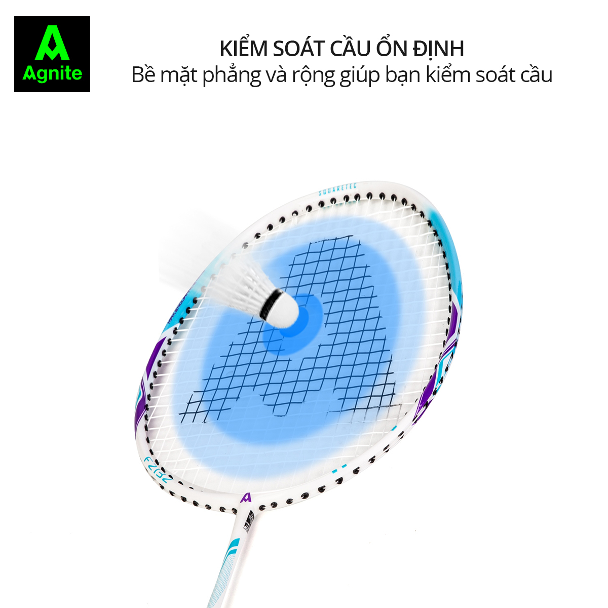Cặp vợt cầu lông cán liền nhôm carbon siêu nhẹ chính hãng Agnite - Tặng hộp cầu nhựa và bao đựng - F2132