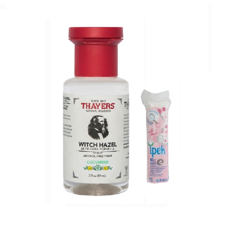 Nước Hoa Hồng Thayers Làm Sạch, Se Khít Lỗ Chân Lông Cucumber Phiên bản Mini size 89ml + Tặng 1 bông tẩy trang Ipek 80 miếng