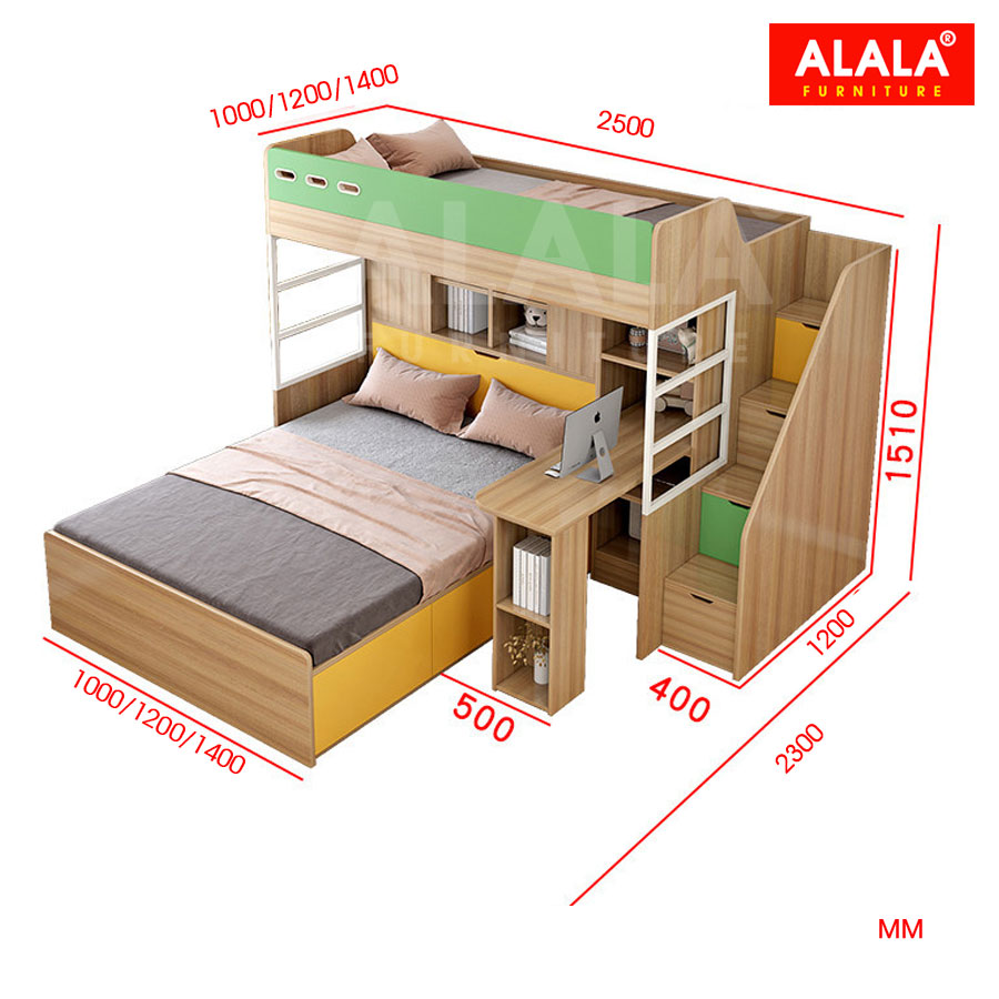 Giường tầng ALALA165 đa năng/ Miễn phí vận chuyển và lắp đặt/ Đổi trả 30 ngày/ Sản phẩm được bảo hành 5 năm từ thương hiệu ALALA/ Chịu lực 700kg