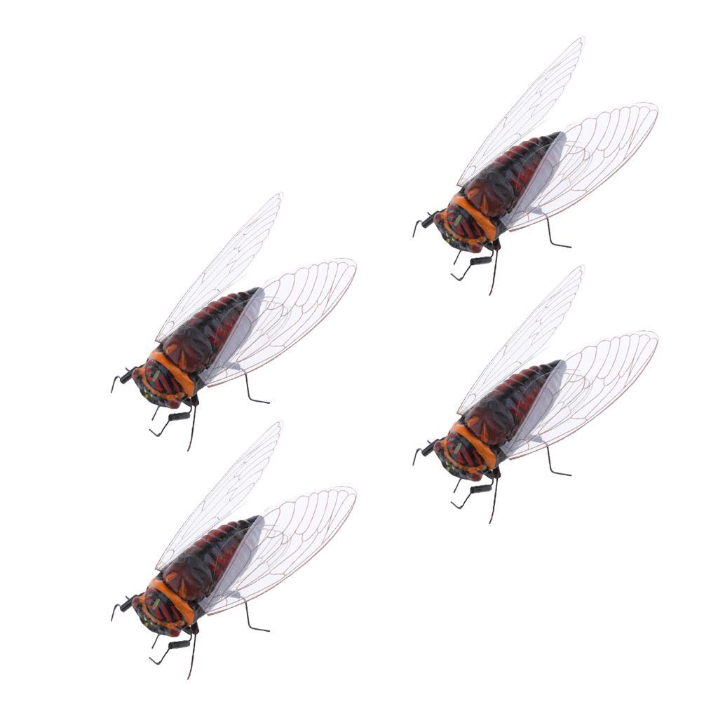 4pc Summer  Cicada Statue Tree Lawn Ornament DIY Animal Sculpture
