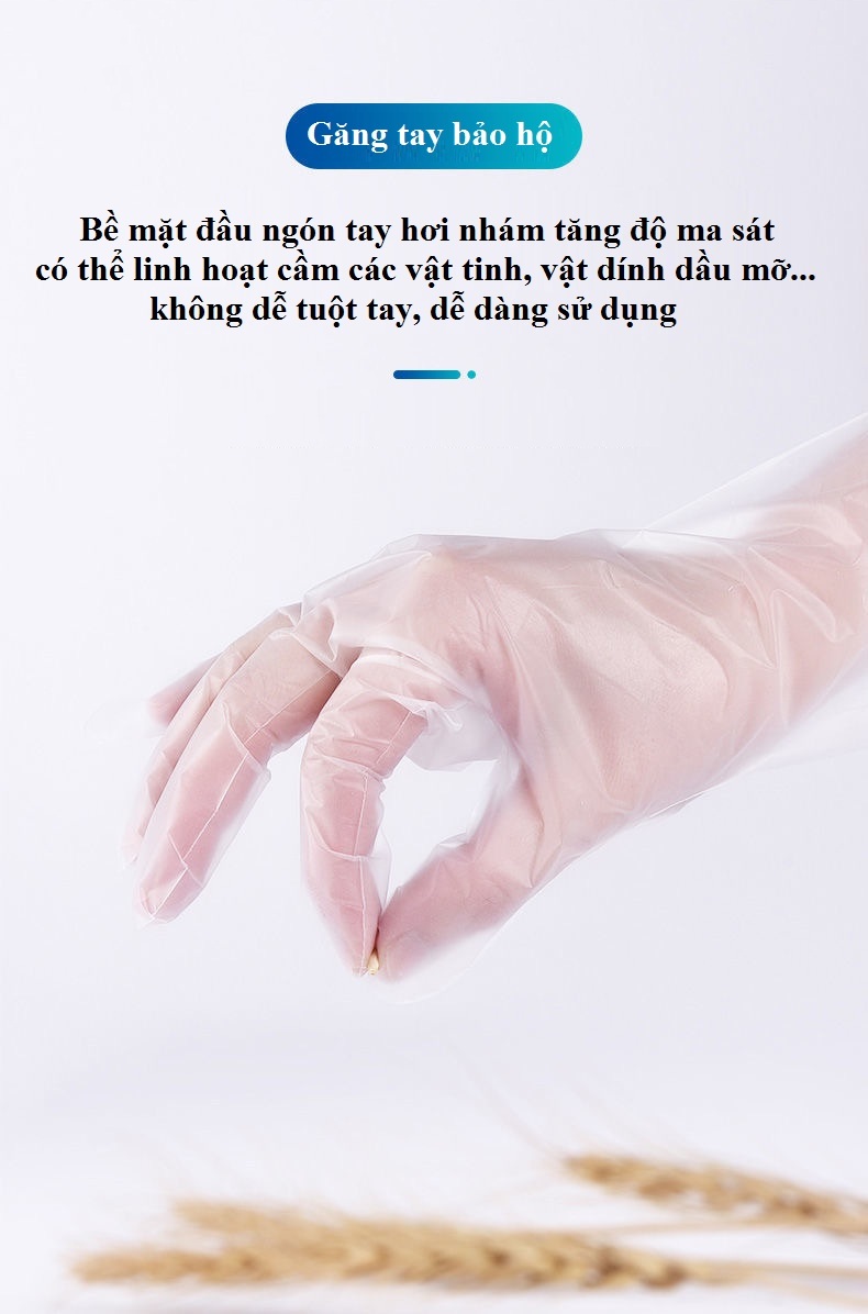 Găng Tay TPE Siêu Dai Không Bột, Làm Bằng Nhựa Dẻo, Dùng Trong Thực Phẩm, Vệ Sinh (100 Cái/Hộp) - Hàng Chính Hãng