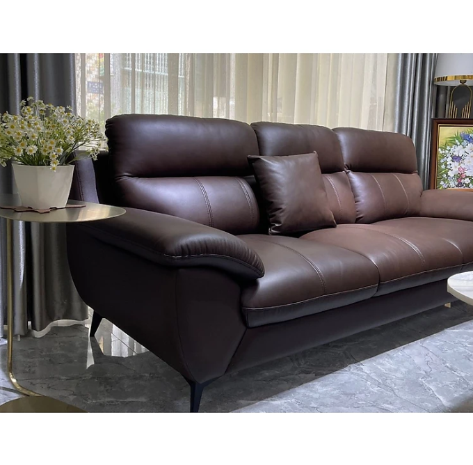 Combo ghế sofa da bò Italy Tundo màu nâu – SFCT01 2m hàng cao cấp chuẩn da bò nhập khẩu Ý