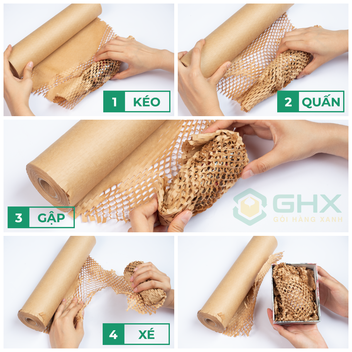 Giấy Tổ Ong 50cm*250m - Gói hàng chống sốc - Chất giấy kraft xi măng 80gsm Loại 1 - Thay bóng khí/xốp nilon