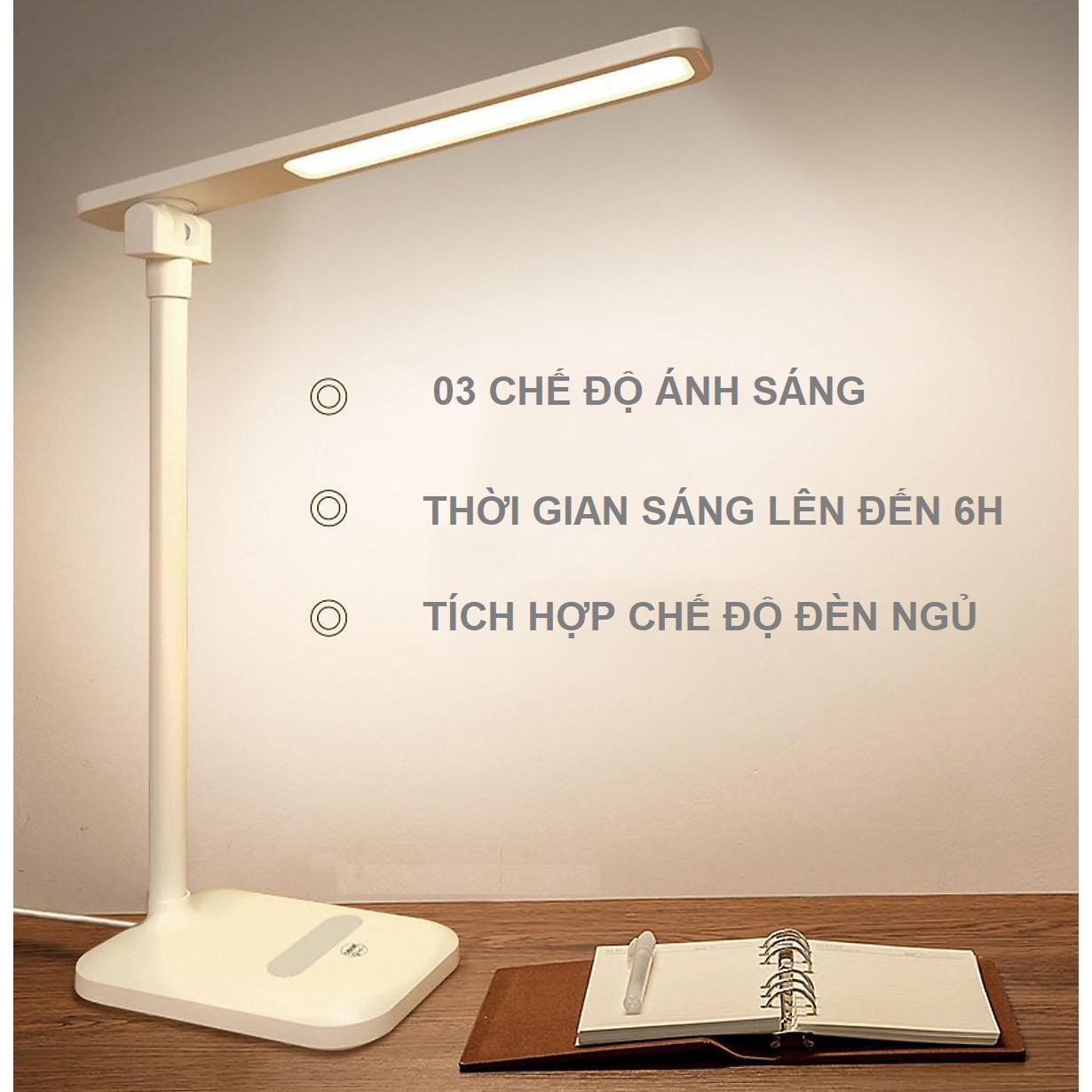 Đèn bàn H118 -tích hợp  03 Chế Độ Ánh Sáng Vàng Bảo Vệ Mắt Chống Cận Có Chế Độ Đèn Ngủ 