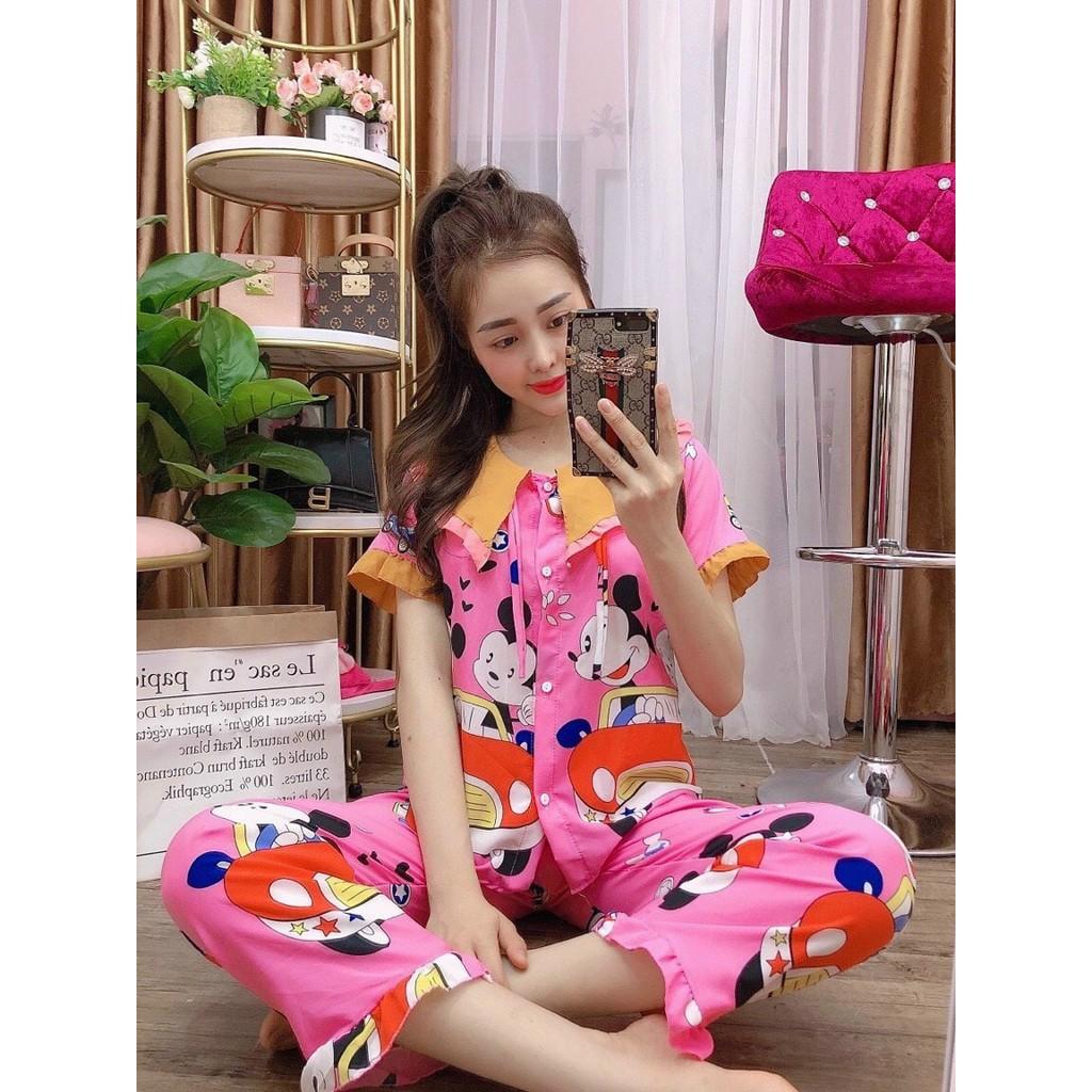 BỘ PIJAMA TIỂU THƯ LỤA HÀN QUẦN DÀI , TAY NGẮN, 40 -59kg