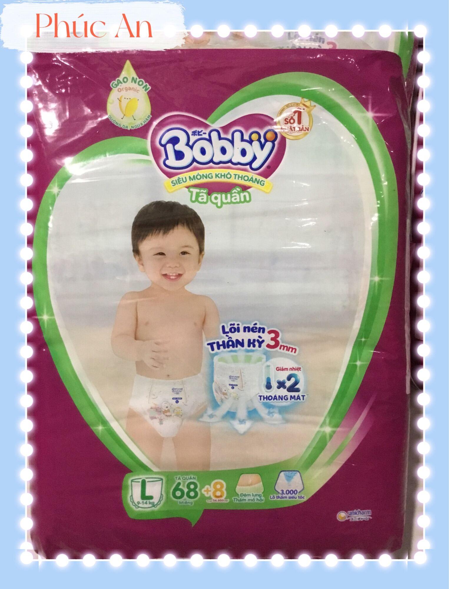 Tặng thêm 8 miếng | Tã Quần Bobby Cho Bé Size L 68 Miếng 9 Đến 14 Kg - Bỉm Quần Trẻ Em Bobby Size L68