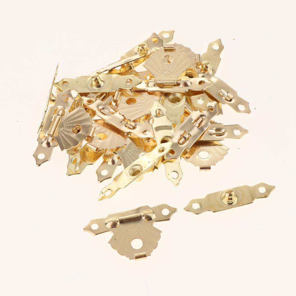 2x12pcs Wooden Box Buckle Triangle Flower Metal Hasp Latch Buckle Yellow