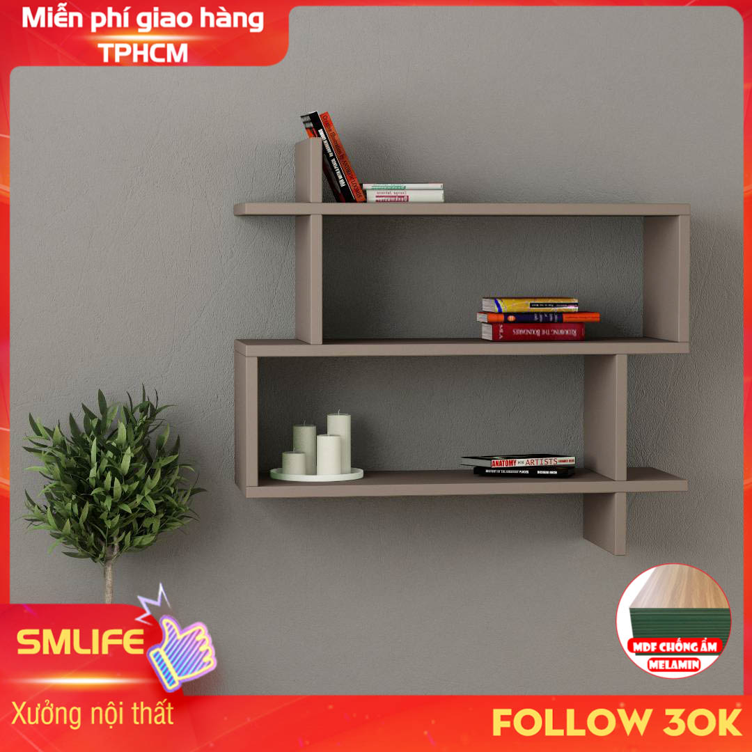 Kệ gỗ treo tường trang trí hiện đại SMLIFE Westcott  | Gỗ MDF dày 17mm chống ẩm | D70xR20xC65cm - Màu