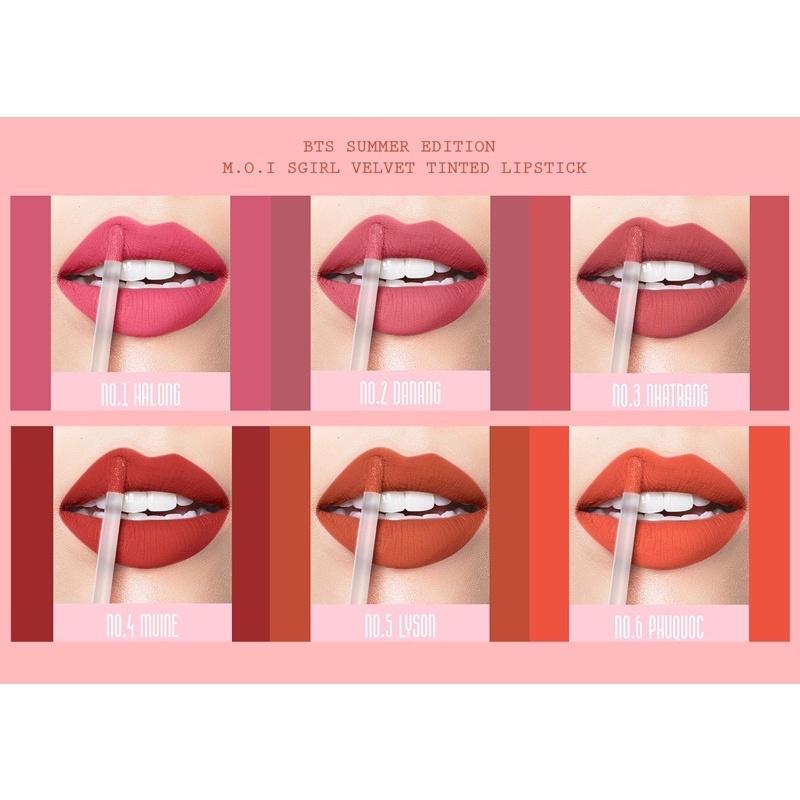 SON KEM LÌ - Sgirls Summer - Son kem bền màu,dưỡng mềm môi,lâu trôi MOI cosmetics - Son Hồ Ngọc Hà