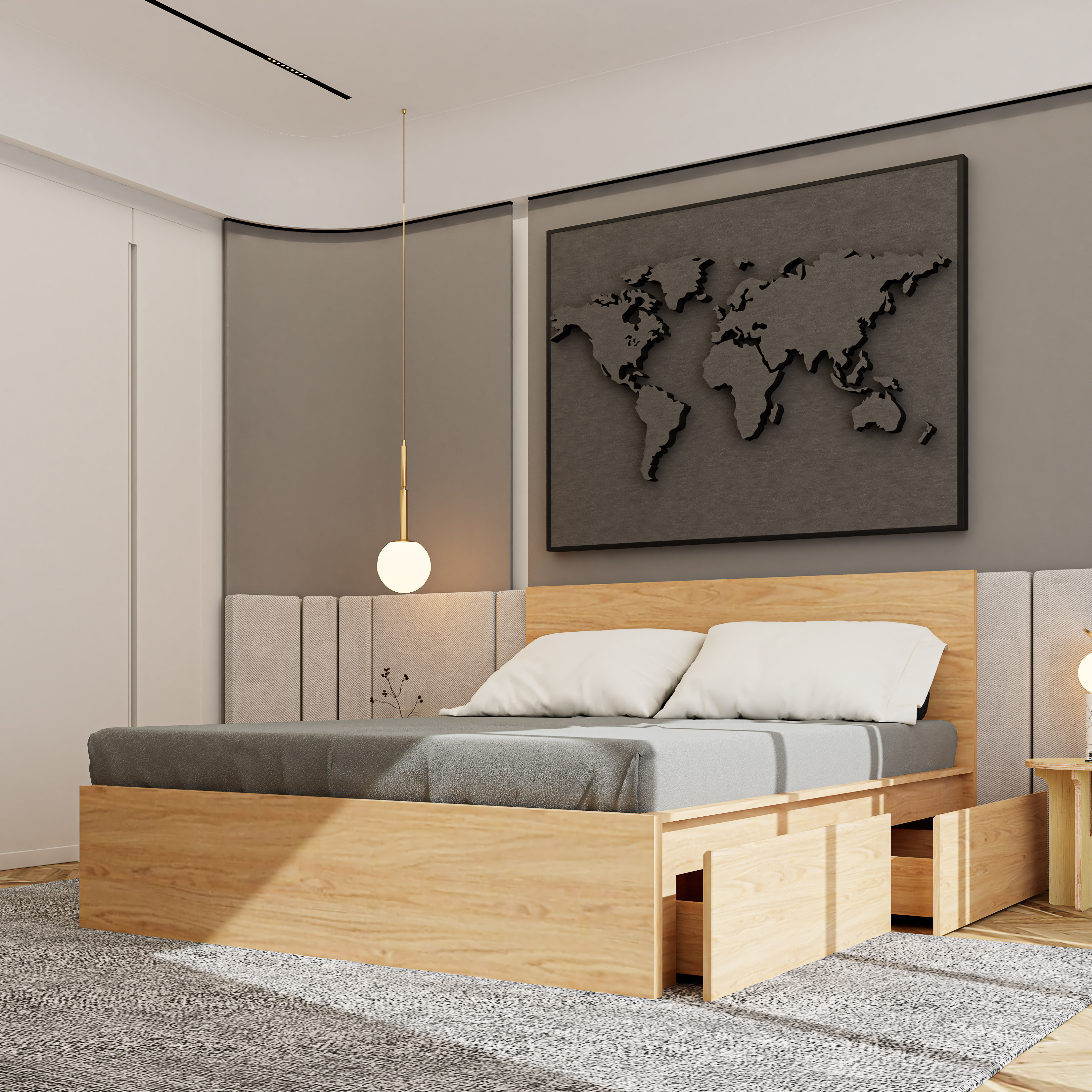 [Happy Home Furniture] DOOBIE, Giường ngủ - 2 hộc tủ kéo ( chống ẩm cao cấp ), GNG_001 , GNG_002 , GNG_003 , GNG_004