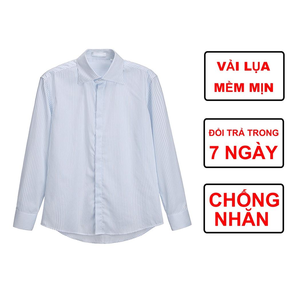 Áo sơ mi nam kẻ sọc tay dài CÔNG SỞ Trady form ôm body lịch lãm - Trady Fashion