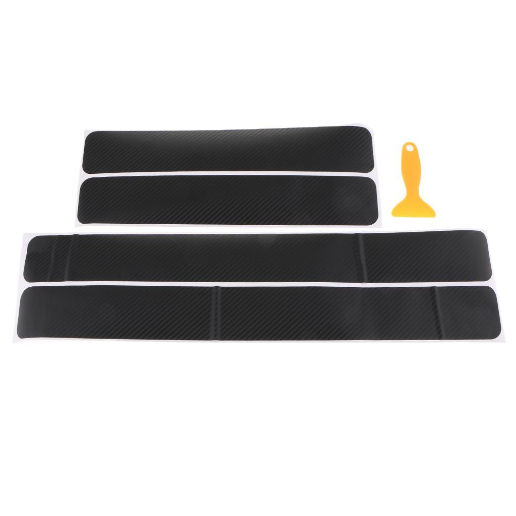 4x   3D   Carbon   Fiber   Black   Car   Door   Sill   Scuff   Plate   Anti   Scratch   Trim   Sticker