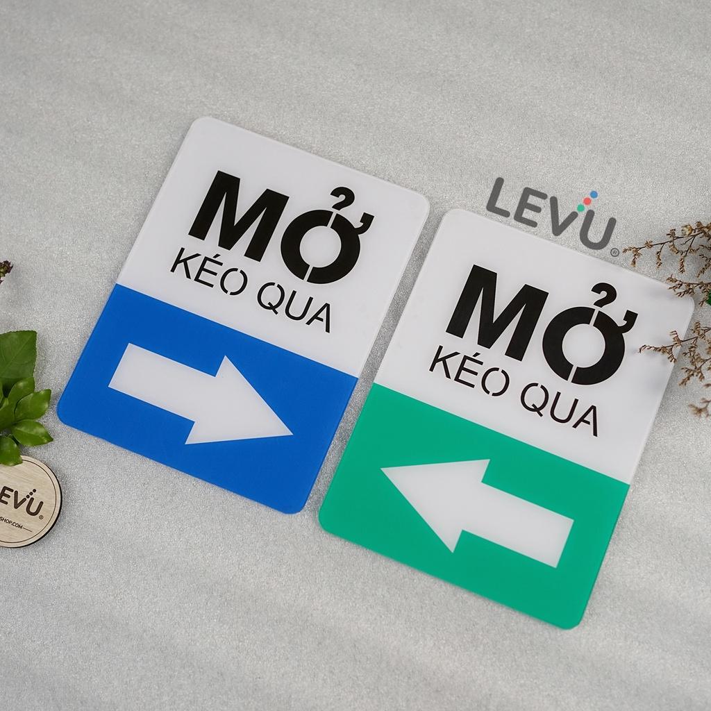 Bảng mica dán cửa hướng dẫn đóng mở cửa ra vào kiểu kéo ngang