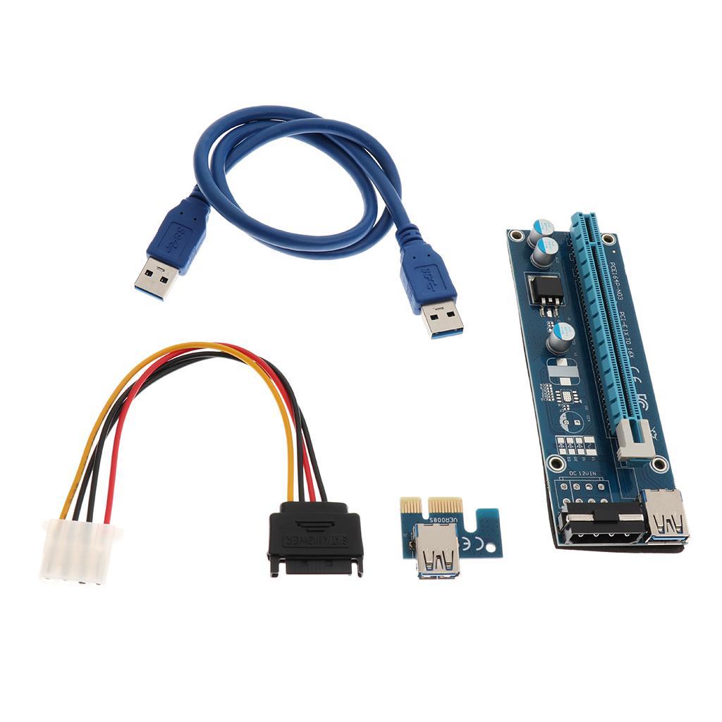 PCI- USB3.0 1x to 16x Extender Riser Card Adapter with Cables