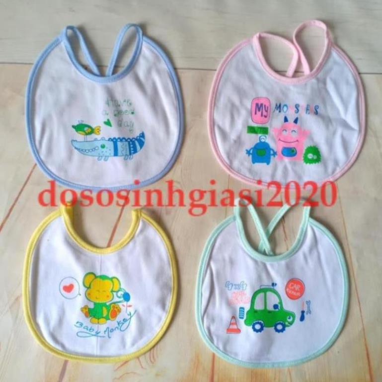 Yếm cho bé-Set 5 yếm cột dây vải cotton cho bé sơ sinh