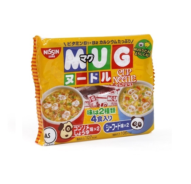 Combo 5 gói Mì ăn dặm cho trẻ trên 1 tuổi Nissin MUG Cup Noodle 96g (4 gói nhỏ bên trong, 2 hương vị) - Nhập khẩu Nhật Bản