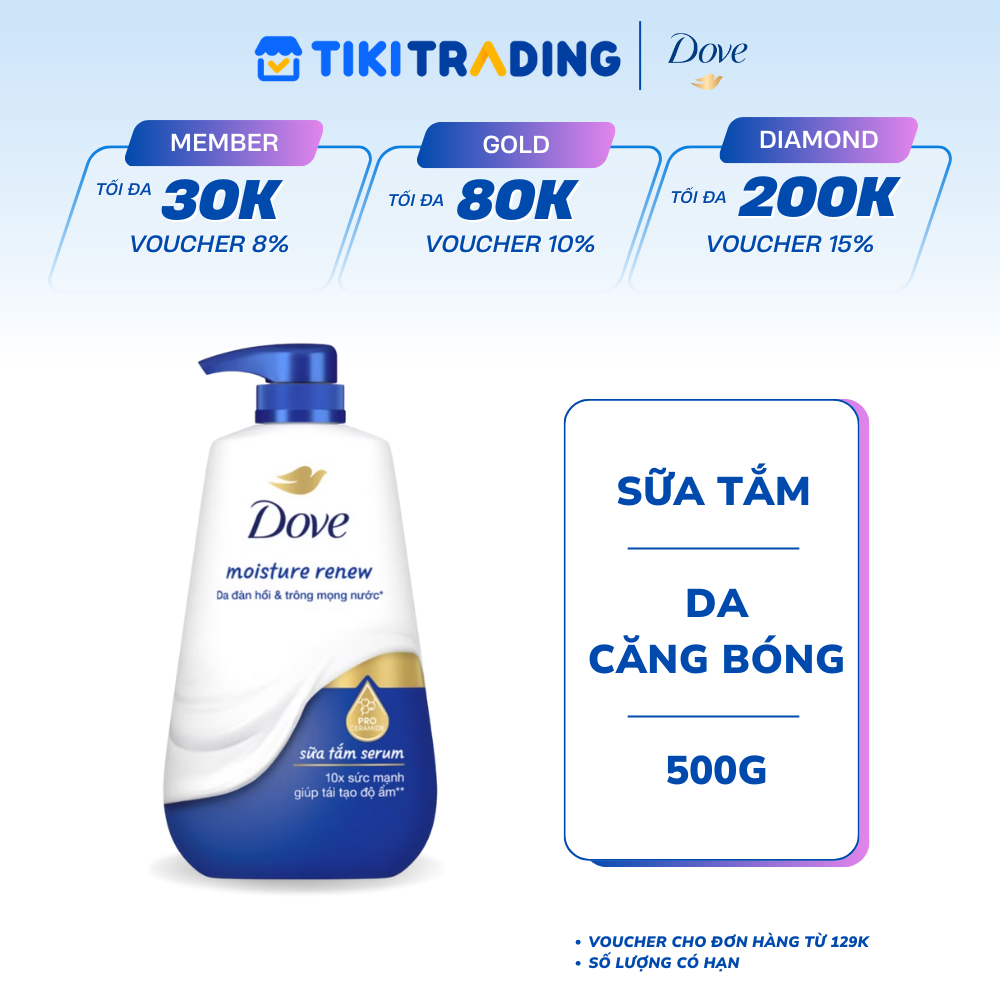 Sữa Tắm Serum Dove Pro-Ceramide Tái Tạo Độ Ẩm Cho Da Đàn Hồi Và Căng Bóng 500g