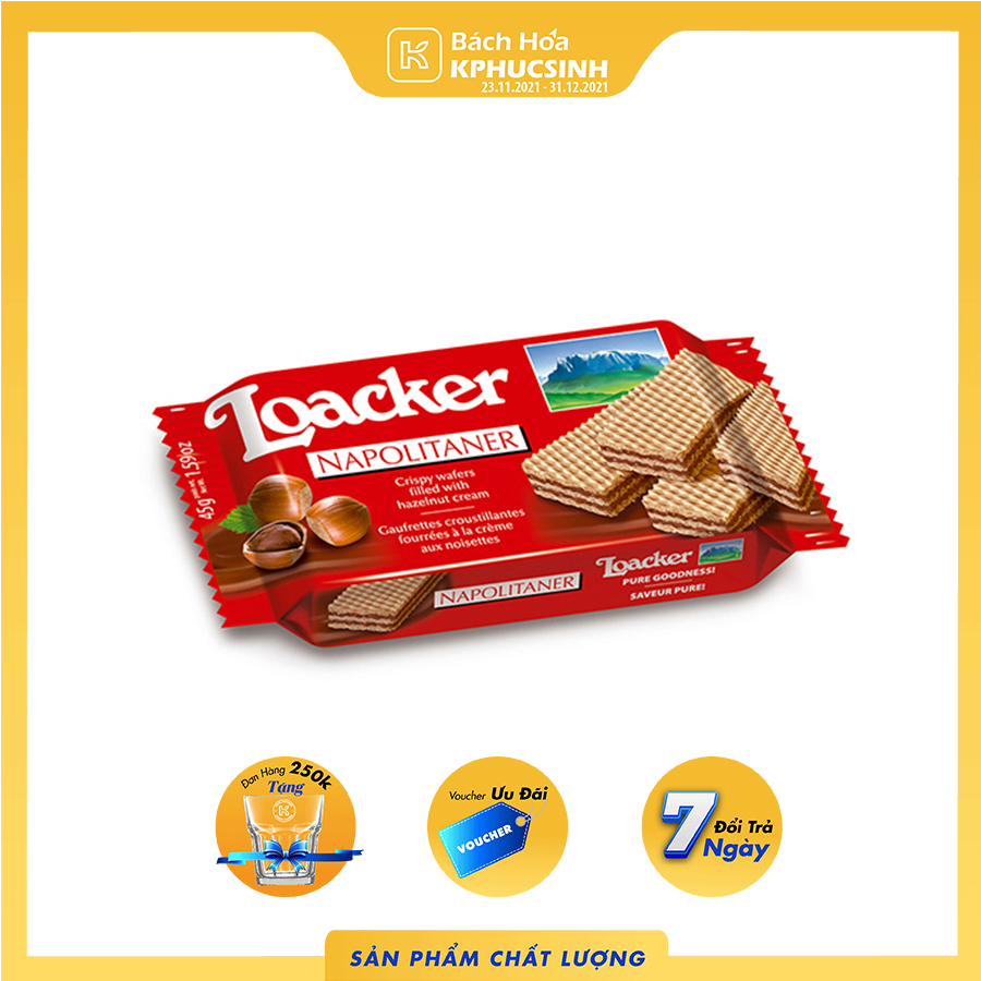 [Giao Nhanh HCM] Bánh xốp Classic Kem hạt dẻ hiệu Loacker - Loacker Classic Napolitaner 45g