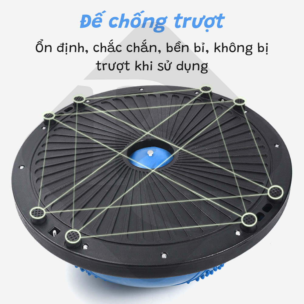 BG Bóng tập YOGA bóng thăng bằng BLUE tặng bơm bóng,Bosu Bóng Tập Cân Bằng Bosu tập thể dục,Bóng đẹp Yoga Tại Nhà Cao Cấp Tặng 2 Dây Kéo Tay Và Bơm Bóng ( hàng nhập khẩu)