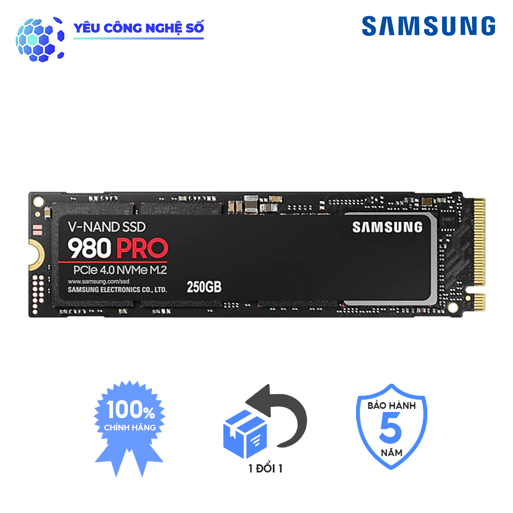 Ổ cứng SSD Samsung 980 Pro PCIe Gen 4.0 x4 NVMe V-NAND M.2 2280 tốc độ tối đa 7000MB/s dung lượng 500GB | 1TB | 2TB chính hãng