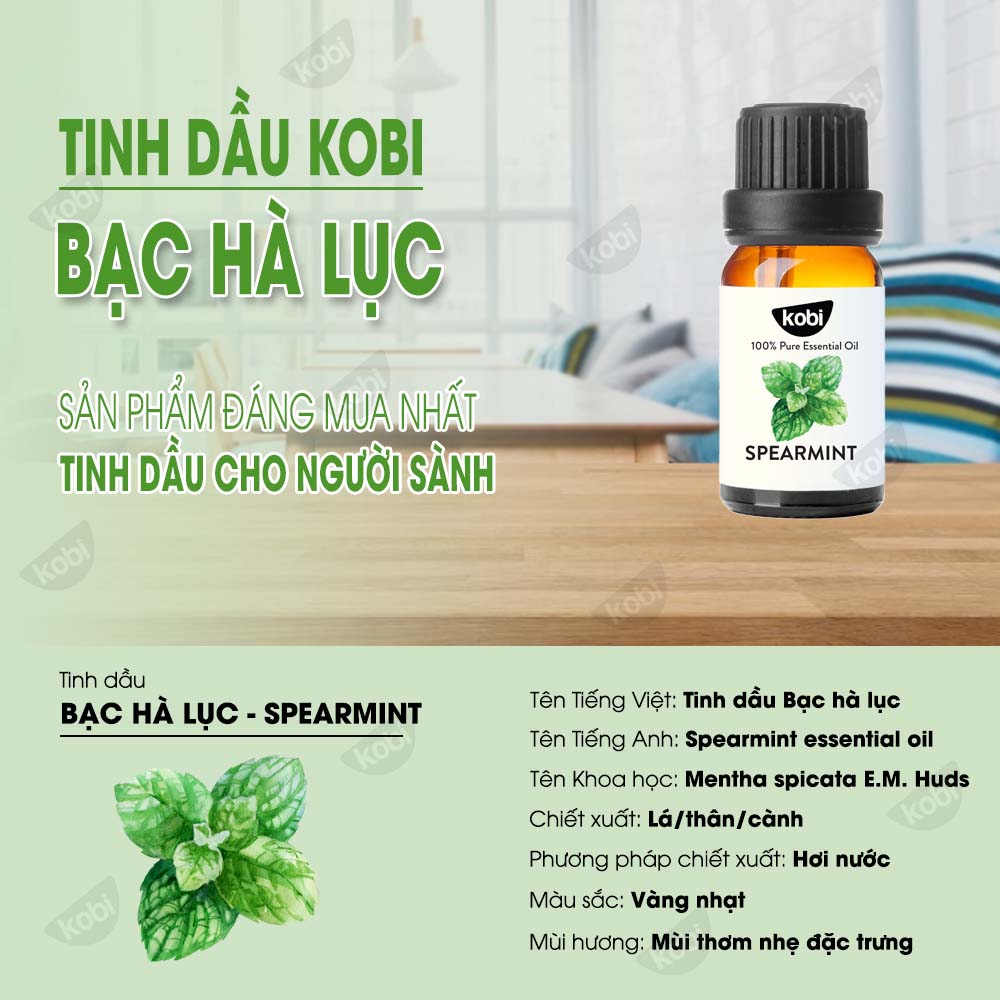 Tinh dầu Bạc Hà Lục Kobi Spearmint essential oil giúp kháng khuẩn, giảm căng thẳng hiệu quả