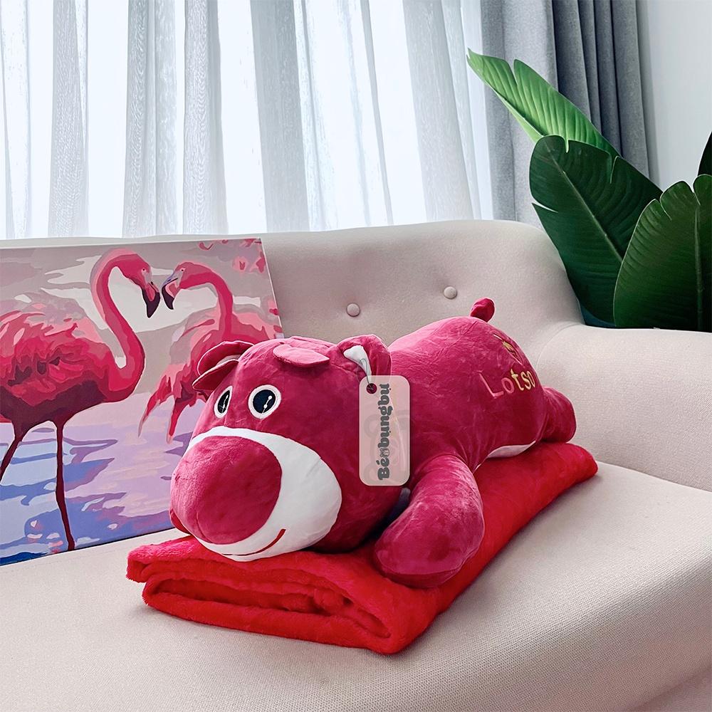 Gối Mền 3 Trong 1 Gấu Lotso Cao Cấp Bông Siêu Mịn