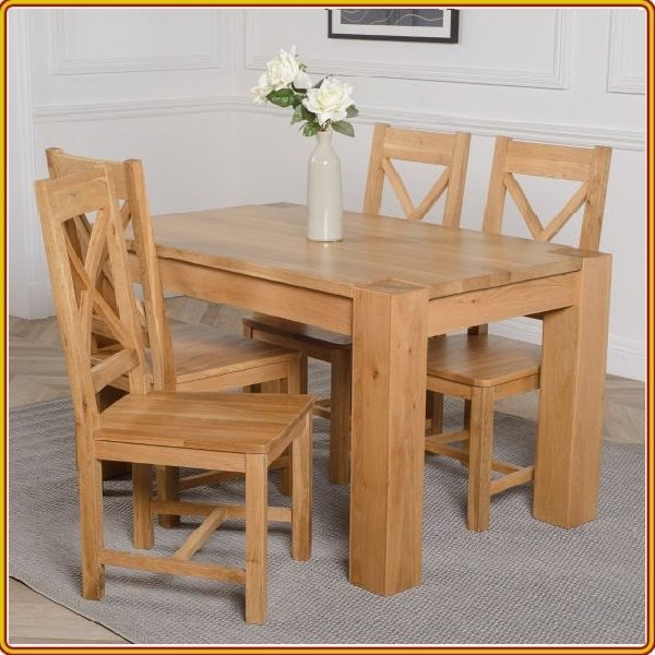Bộ bàn ăn Rustic Oak bàn 1m2, kèm 4 ghế juno sofa