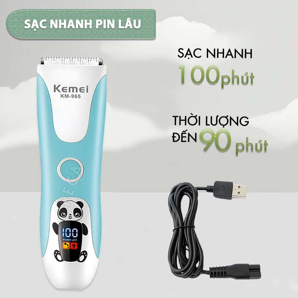 Tông đơ cắt tóc trẻ em Kemei KM-965 có thể cắt tóc, chấn viền cạo tóc dùng được cho trẻ sơ sinh - Hàng chính hãng