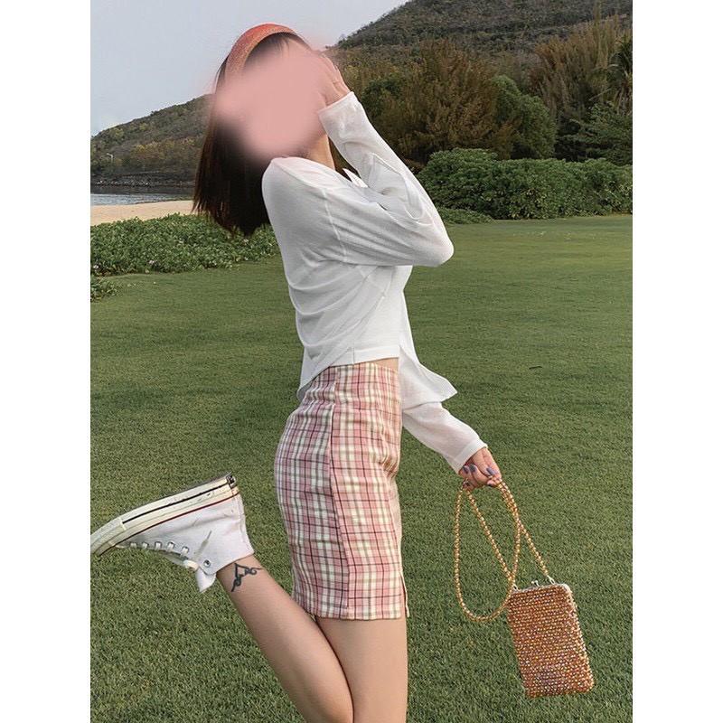 Chân váy kẻ caro dáng chữ A nhiều màu ULZZANG THE 1992