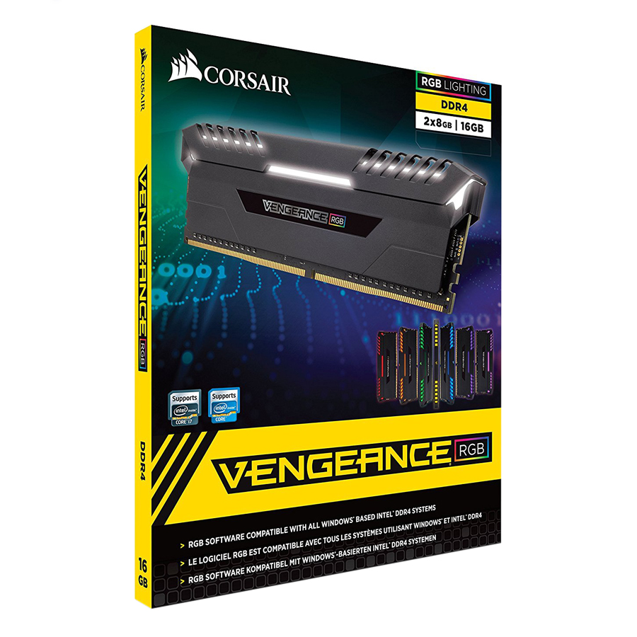 Bộ 2 Thanh RAM PC Corsair Vengeance RGB 8GB DDR4 3000MHz LED RGB - Hàng Chính Hãng