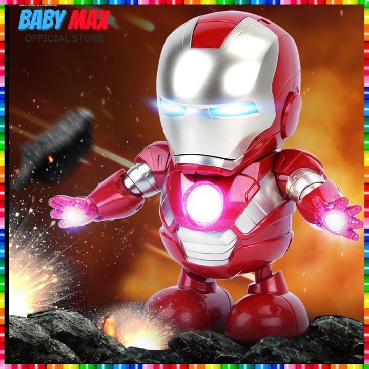 Iron man robot nhảy múa phát sáng theo nhạc giải trí cho bé đồ chơi trẻ em